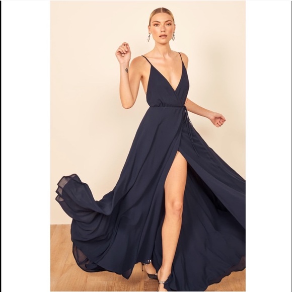 Reformation Dresses & Skirts - Reformation Backless Maxi Dress Navy Blue Size 0